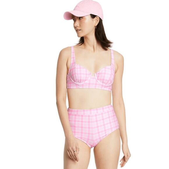 Stoney Clover Lane X Target Pink Gingham Underwire Br Bikini Top XL - Picture 1 of 11